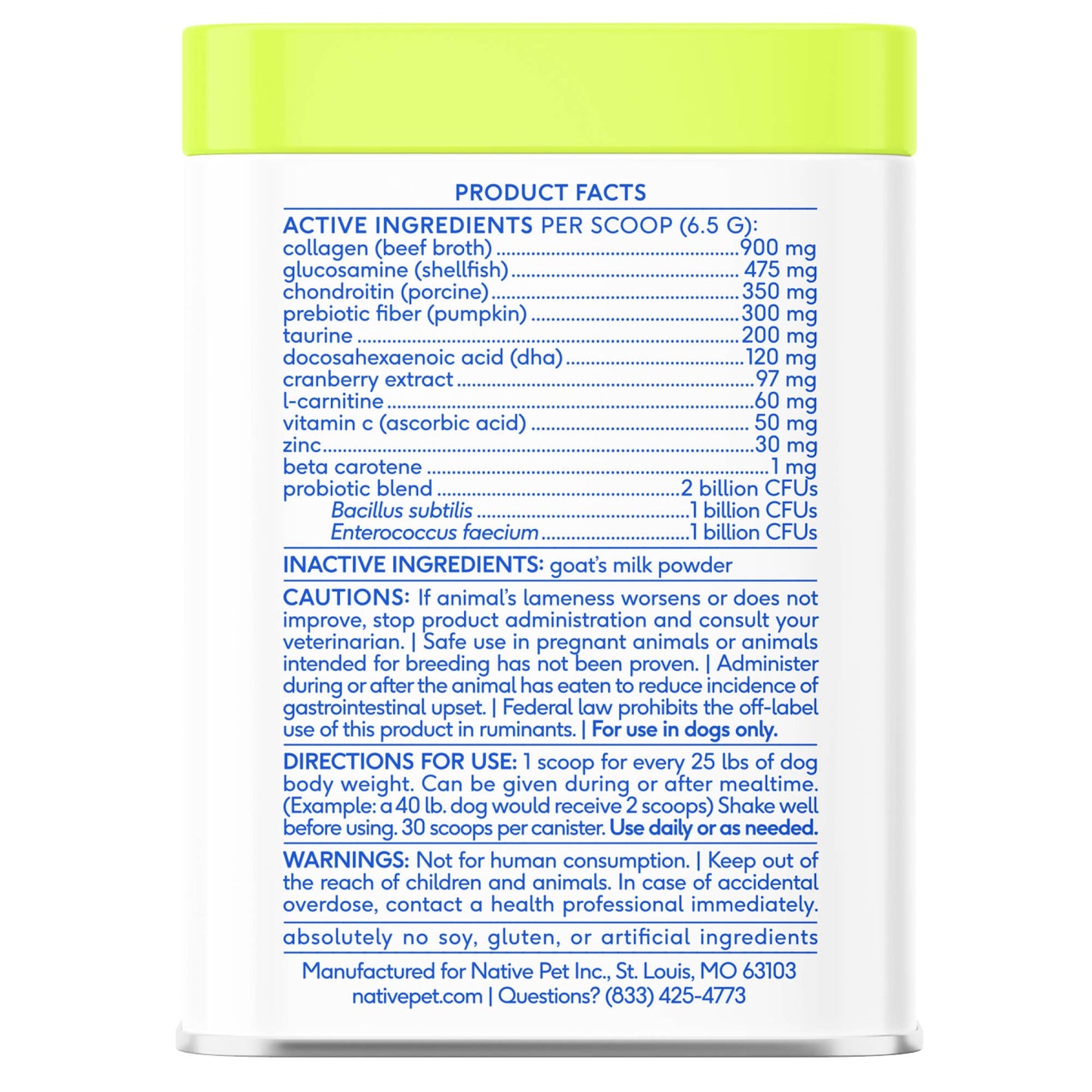 Native Pet - The Daily Powder Supplement, 11-in-1 Multivitamins for Dogs