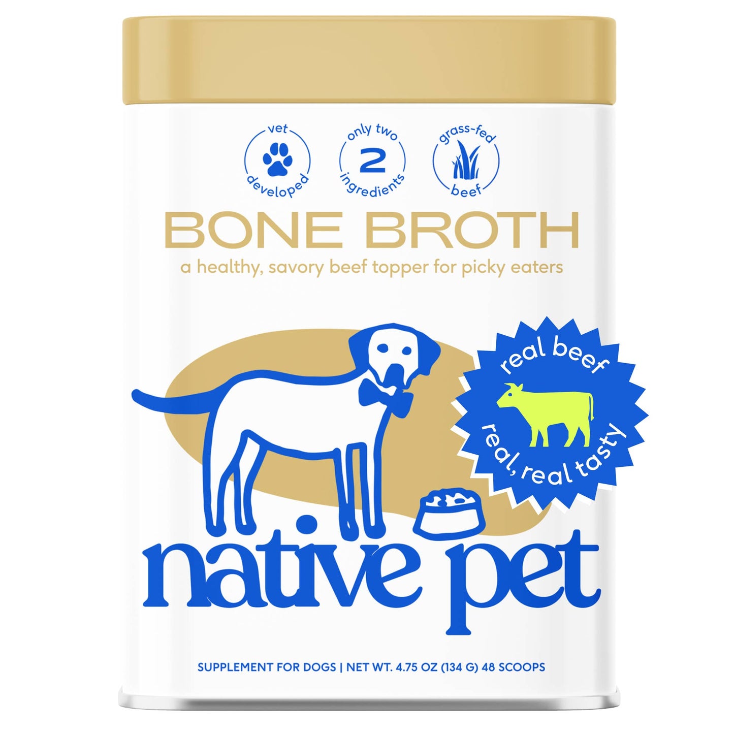 Native Pet - Beef Bone Broth Powder, Grain-Free Food Topper