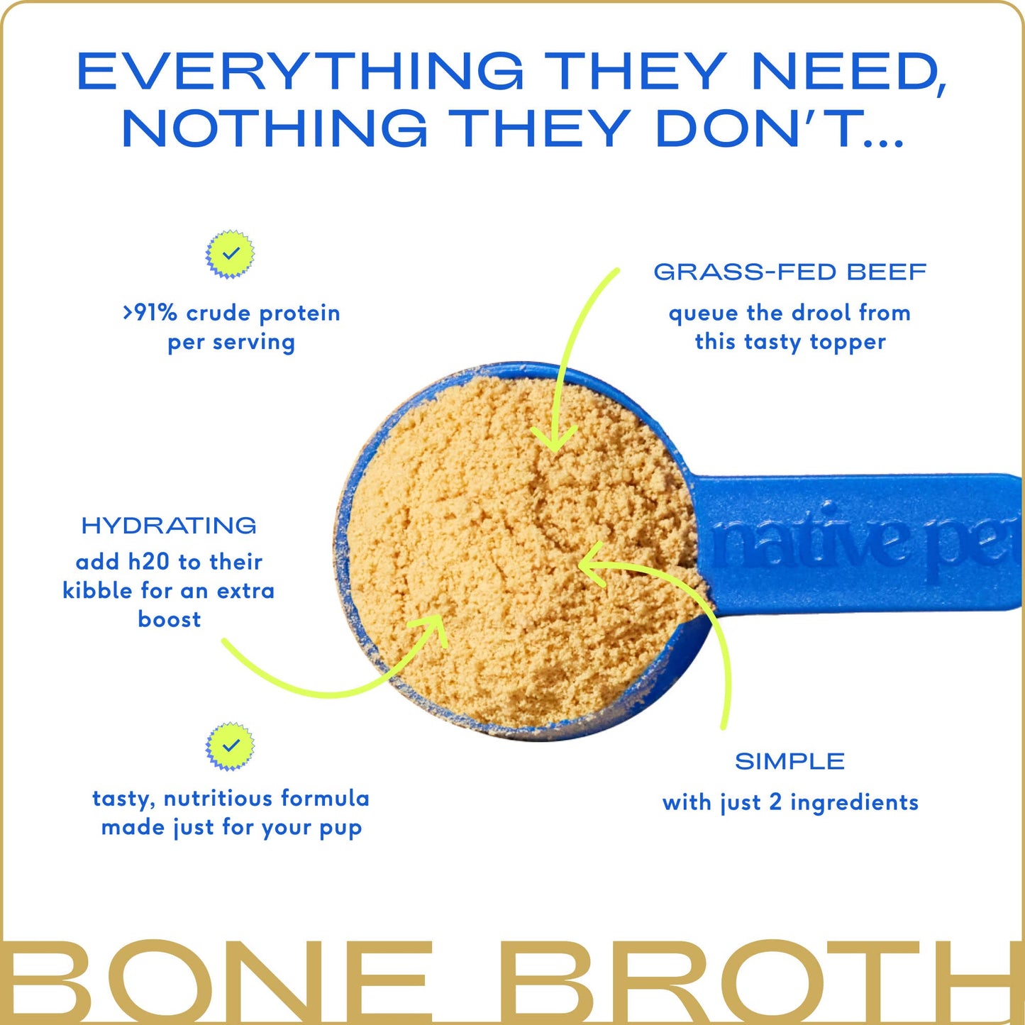 Native Pet - Beef Bone Broth Powder, Grain-Free Food Topper